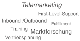 Telemarketing – First-Level-Support, Inbound-/Outbound, Fulfillment, Training, Marktforschung, Vertriebsplanung